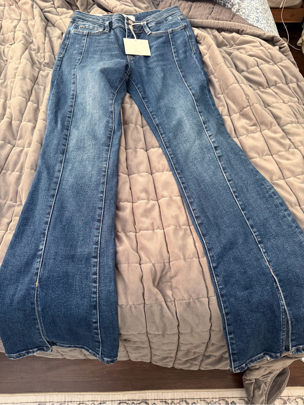 Lovervet High-Rise Blue Flare Jeans with Front Seam Detail